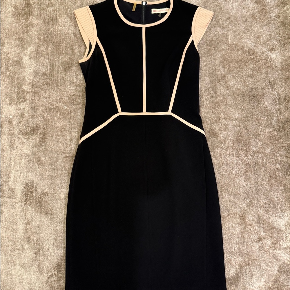 Rebecca Taylor Black and Pink Sleeveless Sheath Mini Dress